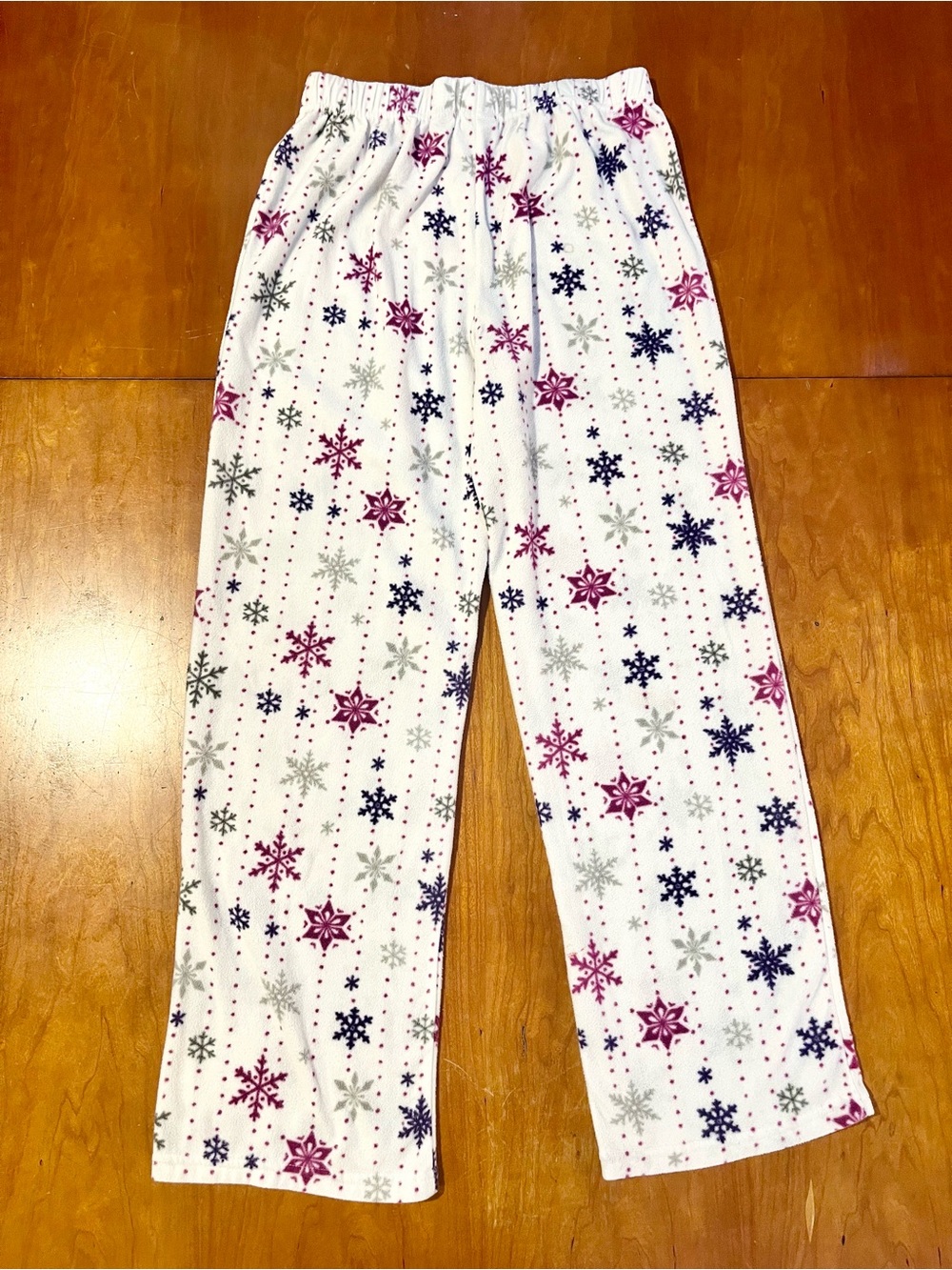 Covington White with Purple and Grey Snowflake Fleece Loungewear Pajama Pants.